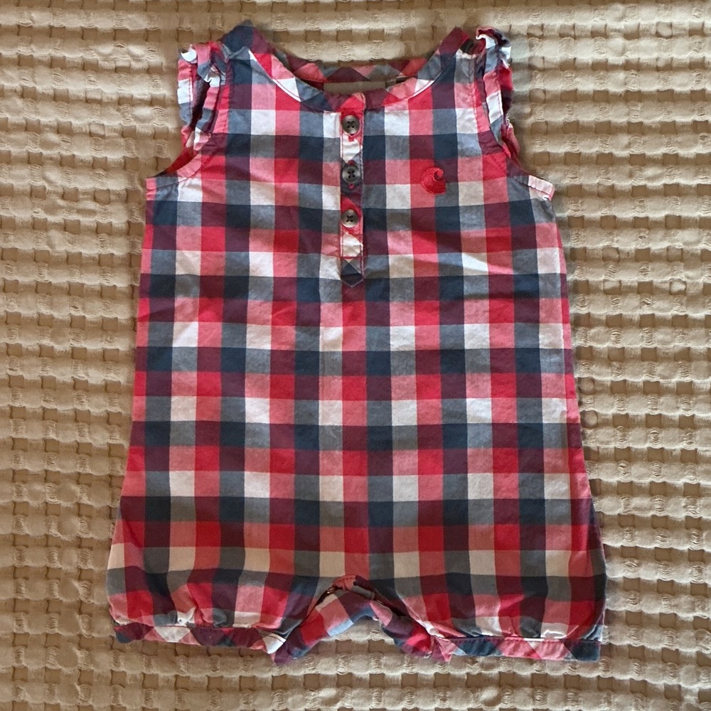 Plaid Sleeveless Baby Romper - 3M